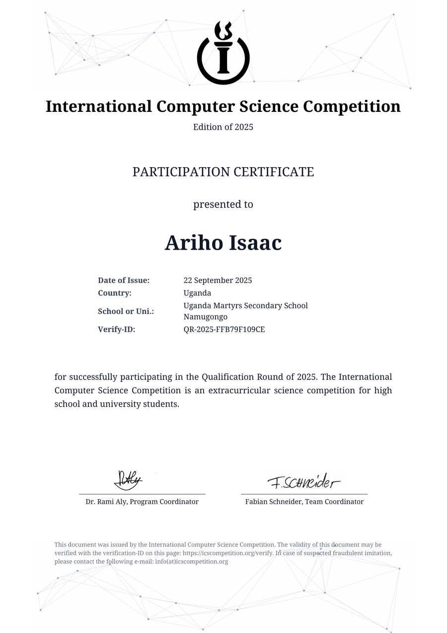 ICSC Participation certificate