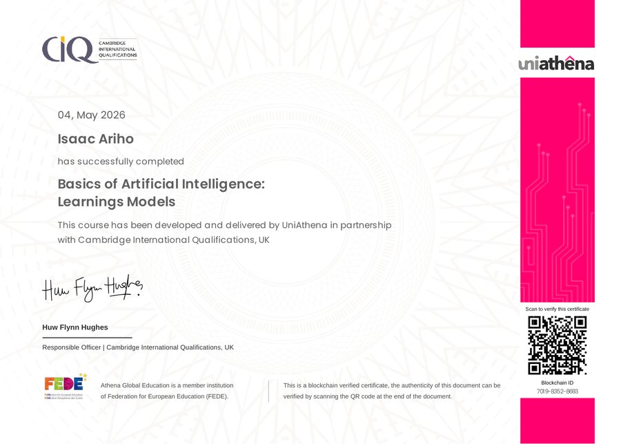 UniAthena Basics of AI certificate